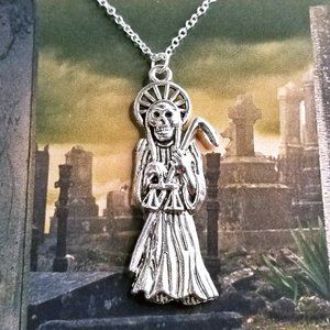 Santa Muerte Our Lady of Holy Death Slvr Necklace